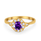 Halo Wedding Engagement Vintage Style Bridal Ring Round Cubic Zirconia 925 Sterling Silver