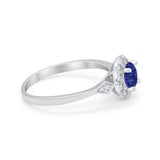 Halo Wedding Engagement Vintage Style Bridal Ring Round Cubic Zirconia 925 Sterling Silver