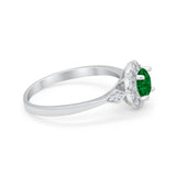 Halo Wedding Engagement Vintage Style Bridal Ring Round Cubic Zirconia 925 Sterling Silver