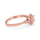 Halo Wedding Engagement Vintage Style Bridal Ring Round Cubic Zirconia 925 Sterling Silver