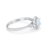Halo Wedding Engagement Vintage Style Bridal Ring Round Cubic Zirconia 925 Sterling Silver