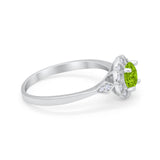Halo Wedding Engagement Vintage Style Bridal Ring Round Cubic Zirconia 925 Sterling Silver
