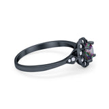 Halo Wedding Engagement Vintage Style Bridal Ring Round Cubic Zirconia 925 Sterling Silver