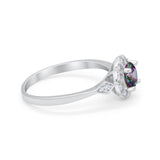 Halo Wedding Engagement Vintage Style Bridal Ring Round Cubic Zirconia 925 Sterling Silver
