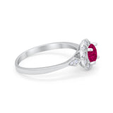 Halo Wedding Engagement Vintage Style Bridal Ring Round Cubic Zirconia 925 Sterling Silver