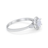 Halo Wedding Engagement Vintage Style Bridal Ring Round Cubic Zirconia 925 Sterling Silver