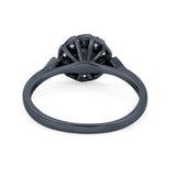 Halo Wedding Engagement Vintage Style Bridal Ring Round Cubic Zirconia 925 Sterling Silver