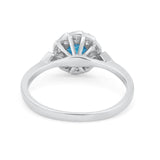 Halo Wedding Engagement Vintage Style Bridal Ring Round Cubic Zirconia 925 Sterling Silver