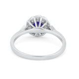Halo Wedding Engagement Vintage Style Bridal Ring Round Cubic Zirconia 925 Sterling Silver