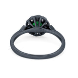 Halo Wedding Engagement Vintage Style Bridal Ring Round Cubic Zirconia 925 Sterling Silver