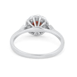 Halo Wedding Engagement Vintage Style Bridal Ring Round Cubic Zirconia 925 Sterling Silver
