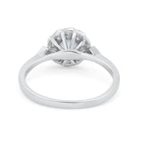 Halo Wedding Engagement Vintage Style Bridal Ring Round Cubic Zirconia 925 Sterling Silver