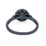 Halo Wedding Engagement Vintage Style Bridal Ring Round Cubic Zirconia 925 Sterling Silver