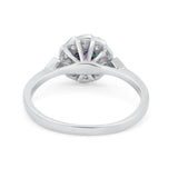 Halo Wedding Engagement Vintage Style Bridal Ring Round Cubic Zirconia 925 Sterling Silver