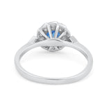 Halo Wedding Engagement Vintage Style Bridal Ring Round Cubic Zirconia 925 Sterling Silver
