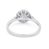 Halo Wedding Engagement Vintage Style Bridal Ring Round Cubic Zirconia 925 Sterling Silver