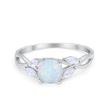 Art Deco Wedding Ring Marquise Simulated Cubic Zirconia 925 Sterling Silver