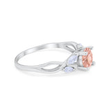 Art Deco Wedding Ring Marquise Simulated Cubic Zirconia 925 Sterling Silver