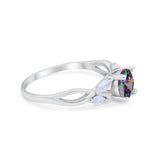 Art Deco Wedding Ring Marquise Simulated Cubic Zirconia 925 Sterling Silver