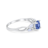 Art Deco Wedding Ring Marquise Simulated Cubic Zirconia 925 Sterling Silver