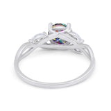 Art Deco Wedding Ring Marquise Simulated Cubic Zirconia 925 Sterling Silver