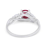 Art Deco Wedding Ring Marquise Simulated Cubic Zirconia 925 Sterling Silver