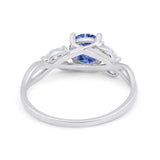 Art Deco Wedding Ring Marquise Simulated Cubic Zirconia 925 Sterling Silver