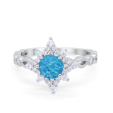 Floral Vintage Style Wedding Engagement Ring Round Cubic Zirconia 925 Sterling Silver