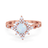 Floral Vintage Style Wedding Engagement Ring Round Cubic Zirconia 925 Sterling Silver