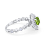Floral Vintage Style Wedding Engagement Ring Round Cubic Zirconia 925 Sterling Silver