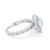 Floral Vintage Style Wedding Engagement Ring Round Cubic Zirconia 925 Sterling Silver