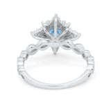Floral Vintage Style Wedding Engagement Ring Round Cubic Zirconia 925 Sterling Silver