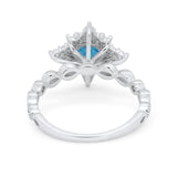Floral Vintage Style Wedding Engagement Ring Round Cubic Zirconia 925 Sterling Silver