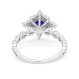 Floral Vintage Style Wedding Engagement Ring Round Cubic Zirconia 925 Sterling Silver
