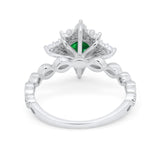 Floral Vintage Style Wedding Engagement Ring Round Cubic Zirconia 925 Sterling Silver