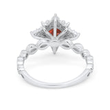 Floral Vintage Style Wedding Engagement Ring Round Cubic Zirconia 925 Sterling Silver