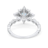 Floral Vintage Style Wedding Engagement Ring Round Cubic Zirconia 925 Sterling Silver