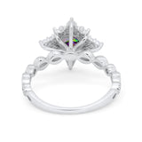 Floral Vintage Style Wedding Engagement Ring Round Cubic Zirconia 925 Sterling Silver