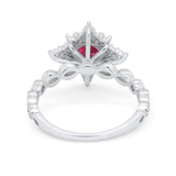 Floral Vintage Style Wedding Engagement Ring Round Cubic Zirconia 925 Sterling Silver