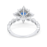 Floral Vintage Style Wedding Engagement Ring Round Cubic Zirconia 925 Sterling Silver