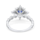 Floral Vintage Style Wedding Engagement Ring Round Cubic Zirconia 925 Sterling Silver