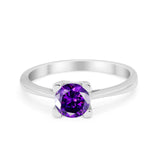 Art Deco Vintage Style Solitaire Wedding Ring Round Cubic Zirconia 925 Sterling Silver