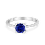 Art Deco Vintage Style Solitaire Wedding Ring Round Cubic Zirconia 925 Sterling Silver