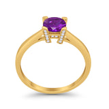Art Deco Vintage Style Solitaire Wedding Ring Round Cubic Zirconia 925 Sterling Silver