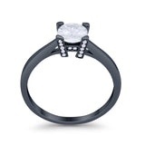 Art Deco Vintage Style Solitaire Wedding Ring Round Cubic Zirconia 925 Sterling Silver