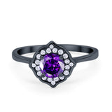 Halo Wedding Engagement Bridal Ring Art Deco Round Cubic Zirconia 925 Sterling Silver