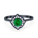 Halo Wedding Engagement Bridal Ring Art Deco Round Cubic Zirconia 925 Sterling Silver