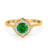 Halo Wedding Engagement Bridal Ring Art Deco Round Cubic Zirconia 925 Sterling Silver