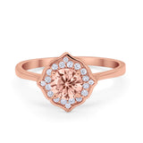 Halo Wedding Engagement Bridal Ring Art Deco Round Cubic Zirconia 925 Sterling Silver