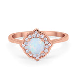 Halo Wedding Engagement Bridal Ring Art Deco Round Cubic Zirconia 925 Sterling Silver